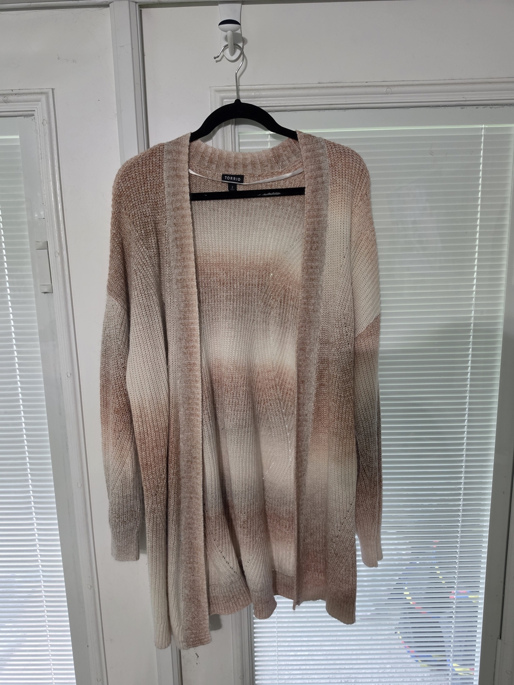 torrid Taupe and Cream Ombre Open-Front Cardigan